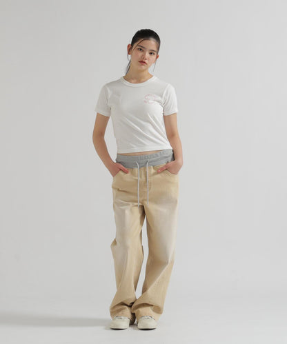 WAIST RIB COLOR BLOCKED DENIM 牛仔褲