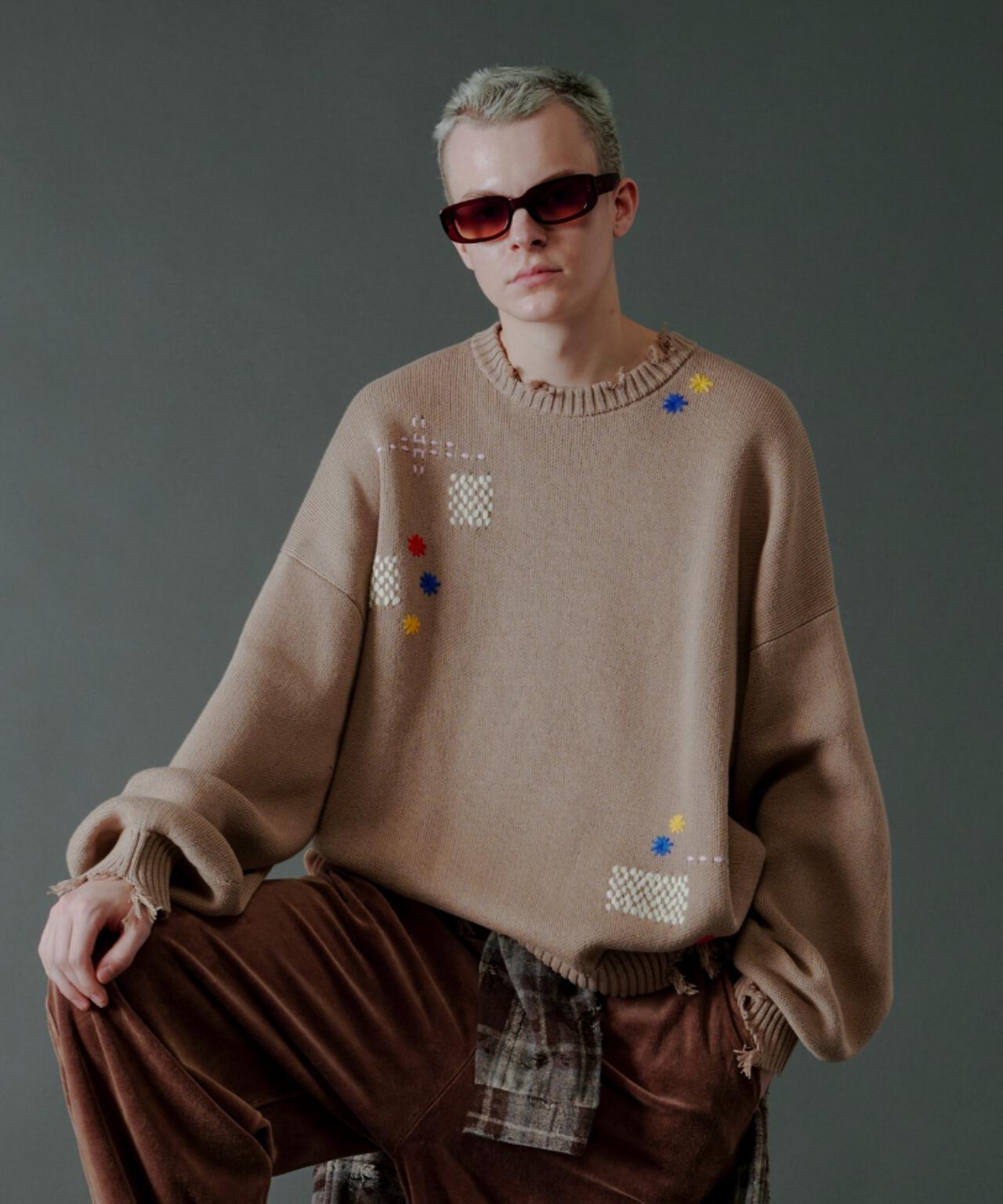 B omnivore HAND STITCH CREWNECK KNIT 針織上衣