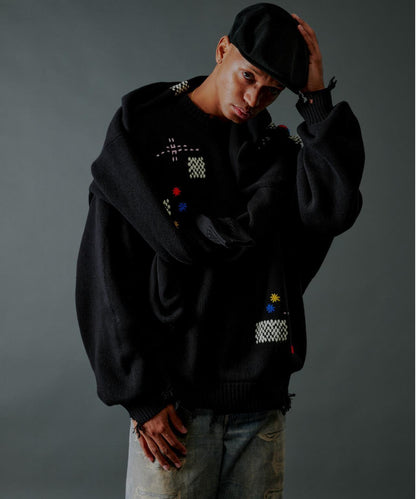 B omnivore HAND STITCH CREWNECK KNIT 針織上衣