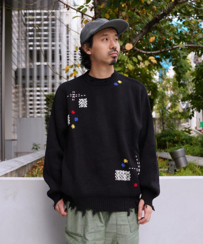 B omnivore HAND STITCH CREWNECK KNIT 針織上衣