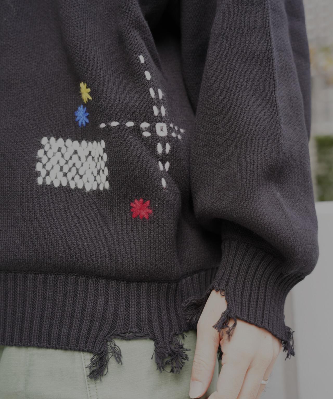 B omnivore HAND STITCH CREWNECK KNIT 針織上衣