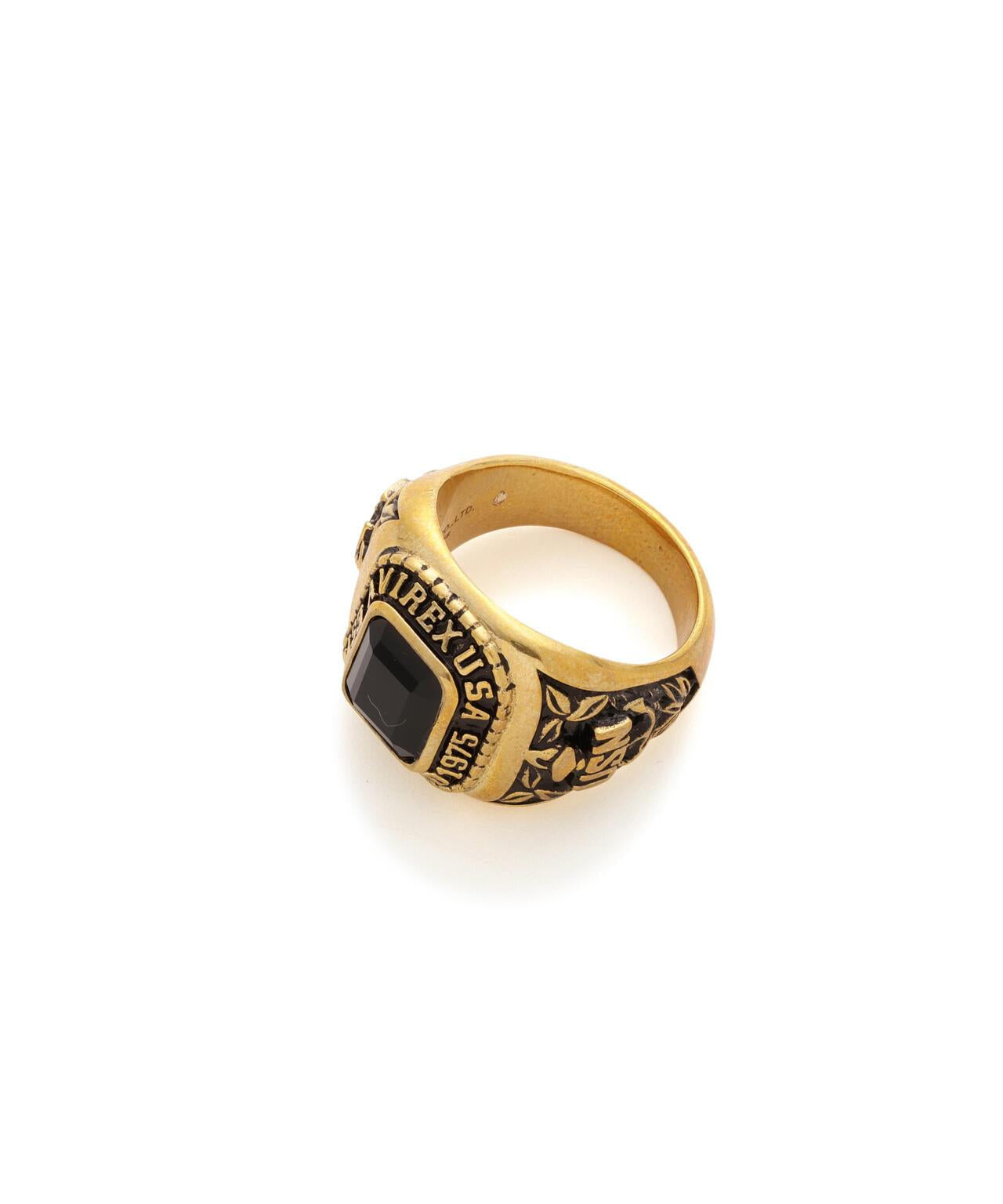 《AVIREX by J.H.M CO.,LTD.》 BRASS COLLEGE RING WITH ONYX ”USN” 戒指