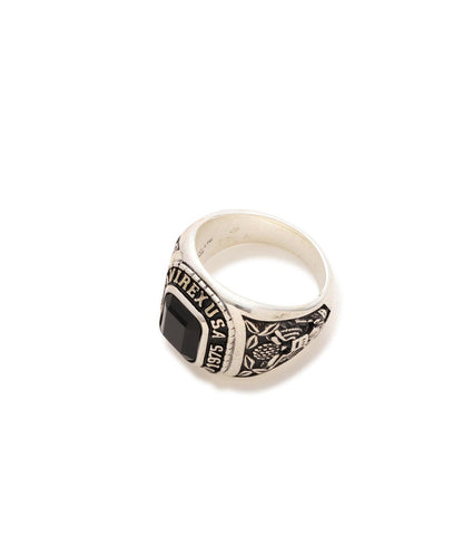《AVIREX by J.H.M CO.,LTD.》 STERLING SILVER COLLEGE RING ONYX “USAF”