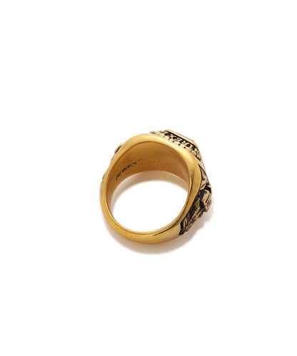 《AVIREX by J.H.M CO.,LTD.》 BRASS COLLEGE RING WITH ONYX ”USN” 戒指