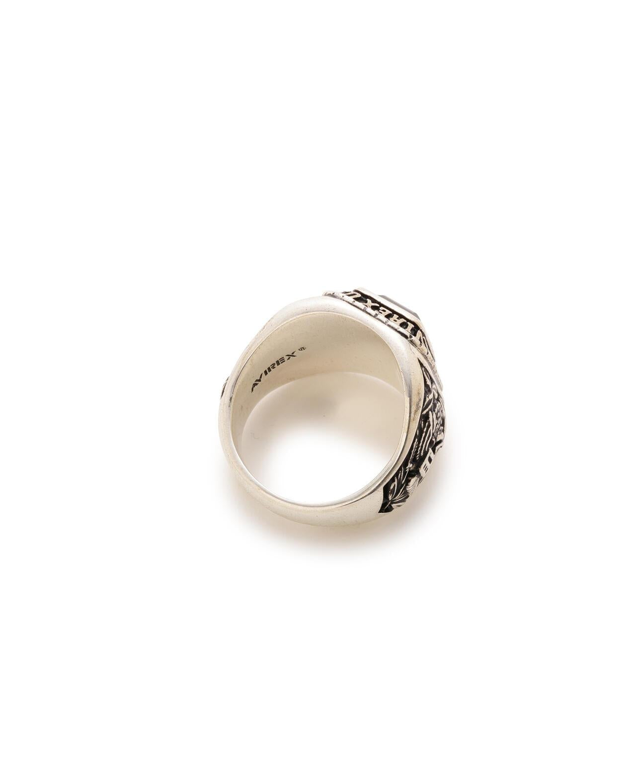 《AVIREX by J.H.M CO.,LTD.》 STERLING SILVER COLLEGE RING ONYX “USAF”
