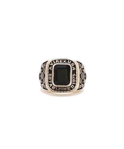 《AVIREX by J.H.M CO.,LTD.》 STERLING SILVER COLLEGE RING ONYX “USAF”
