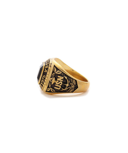 《AVIREX by J.H.M CO.,LTD.》 BRASS COLLEGE RING WITH ONYX ”USN” 戒指