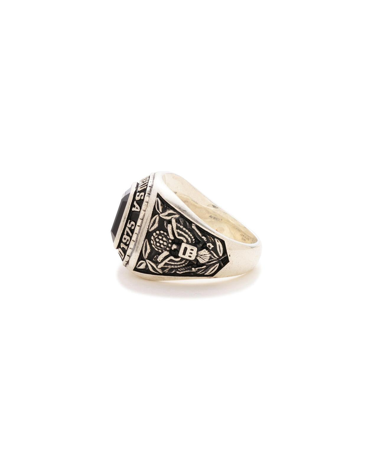 《AVIREX by J.H.M CO.,LTD.》 STERLING SILVER COLLEGE RING ONYX “USAF”