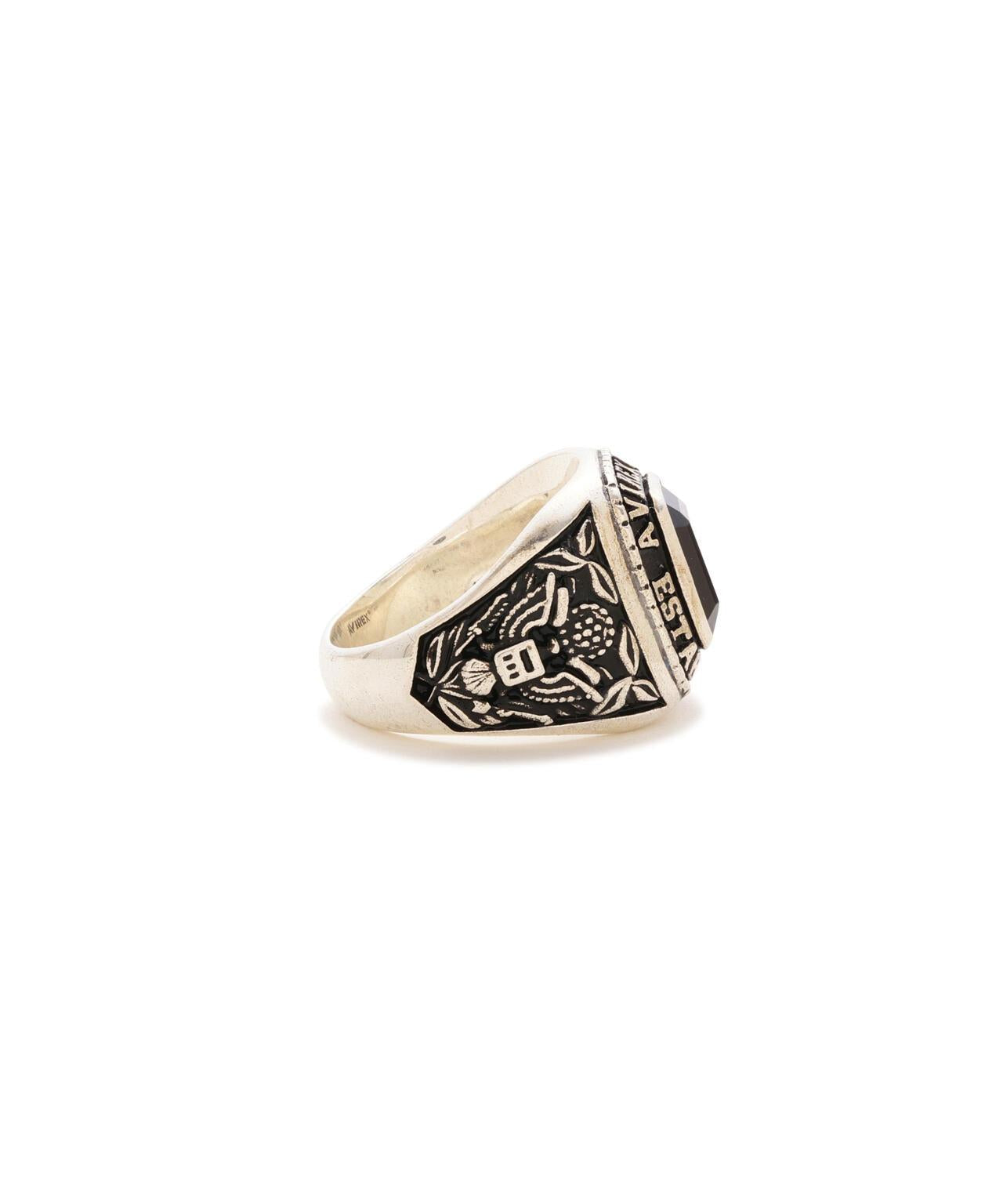 《AVIREX by J.H.M CO.,LTD.》 STERLING SILVER COLLEGE RING ONYX “USAF”