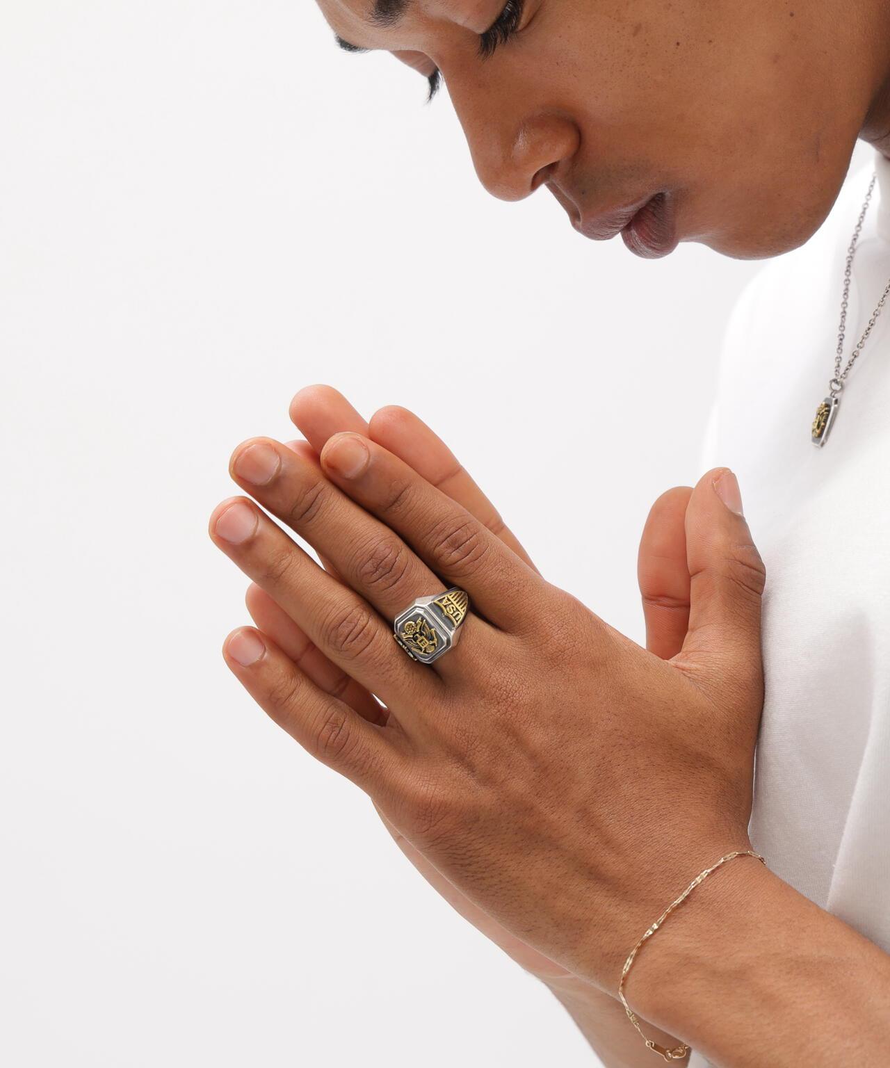 MATERIAL COMBI SIGNET RING “USAF” 戒指