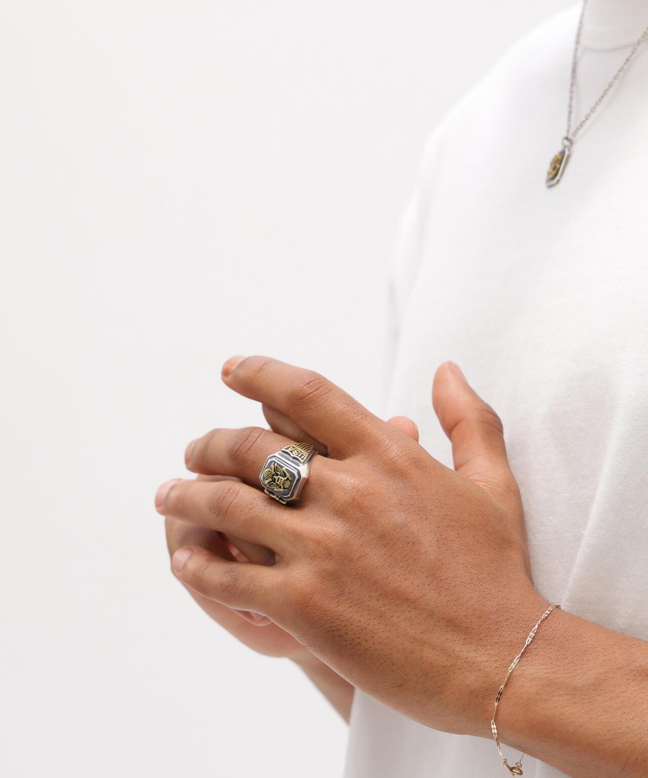 MATERIAL COMBI SIGNET RING “USAF” 戒指