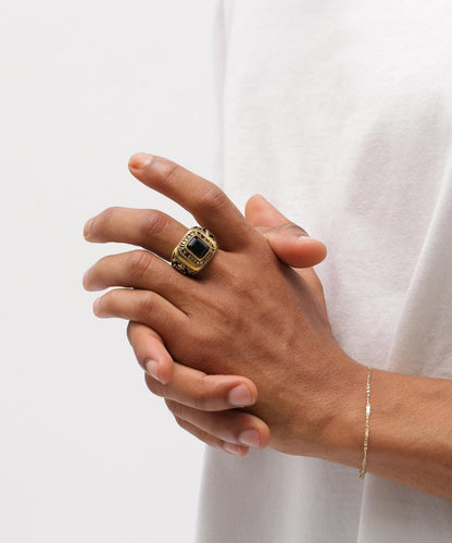 《AVIREX by J.H.M CO.,LTD.》 BRASS COLLEGE RING WITH ONYX ”USN” 戒指