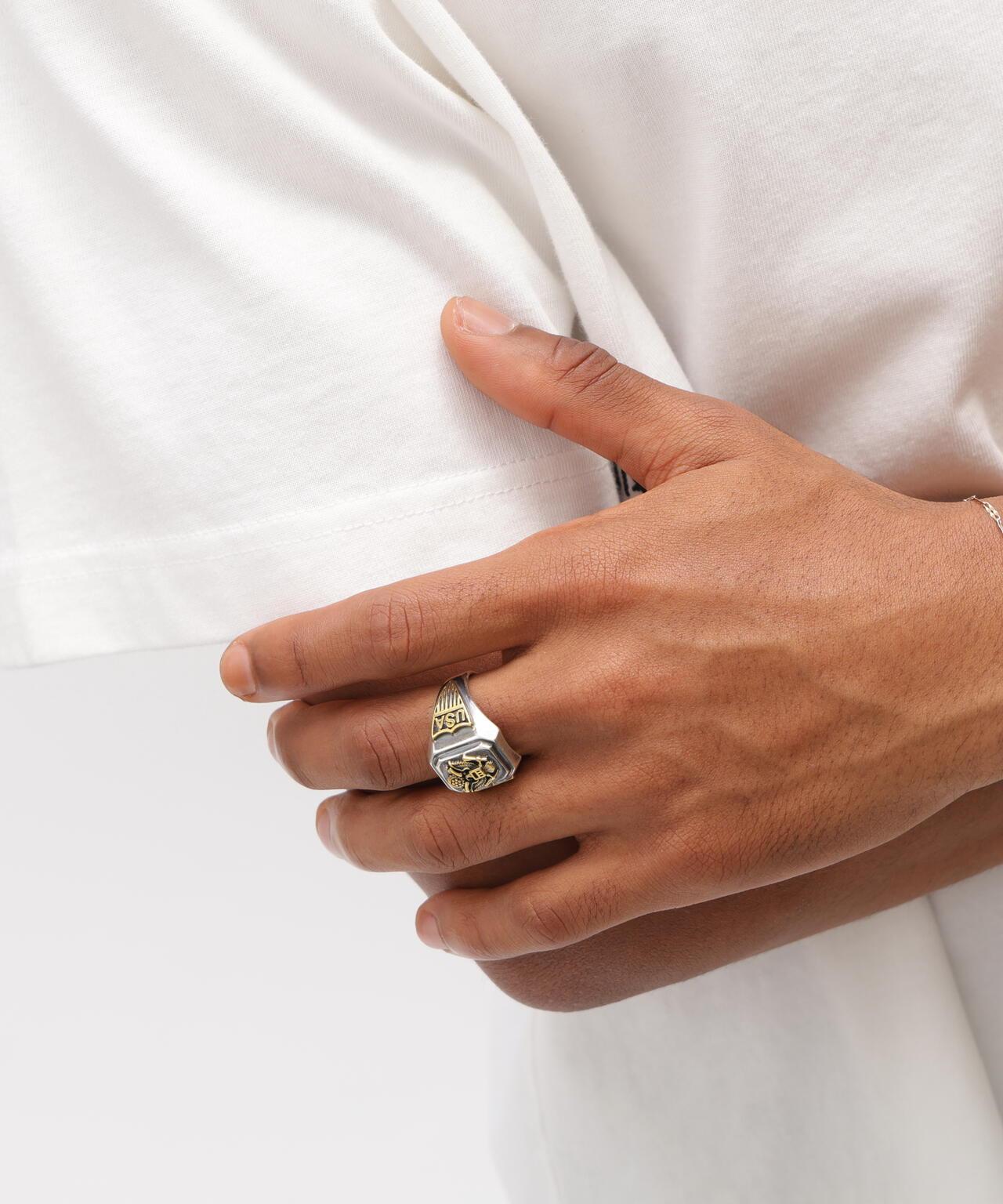 MATERIAL COMBI SIGNET RING “USAF” 戒指