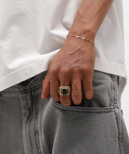 《AVIREX by J.H.M CO.,LTD.》 BRASS COLLEGE RING WITH ONYX ”USN” 戒指