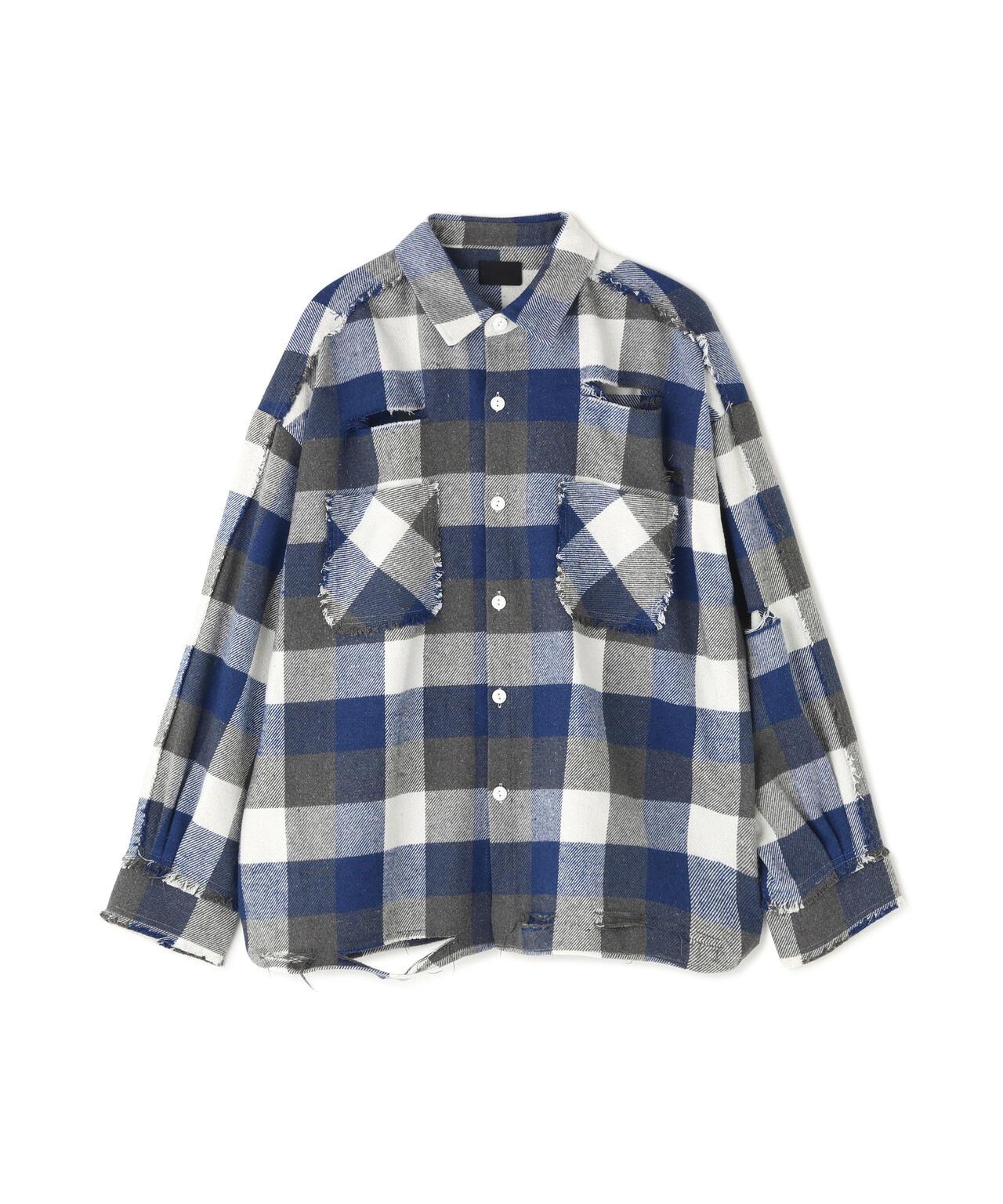 FLANNEL DAMAGE SHIRTS BLOCK 法蘭絨做舊襯衫