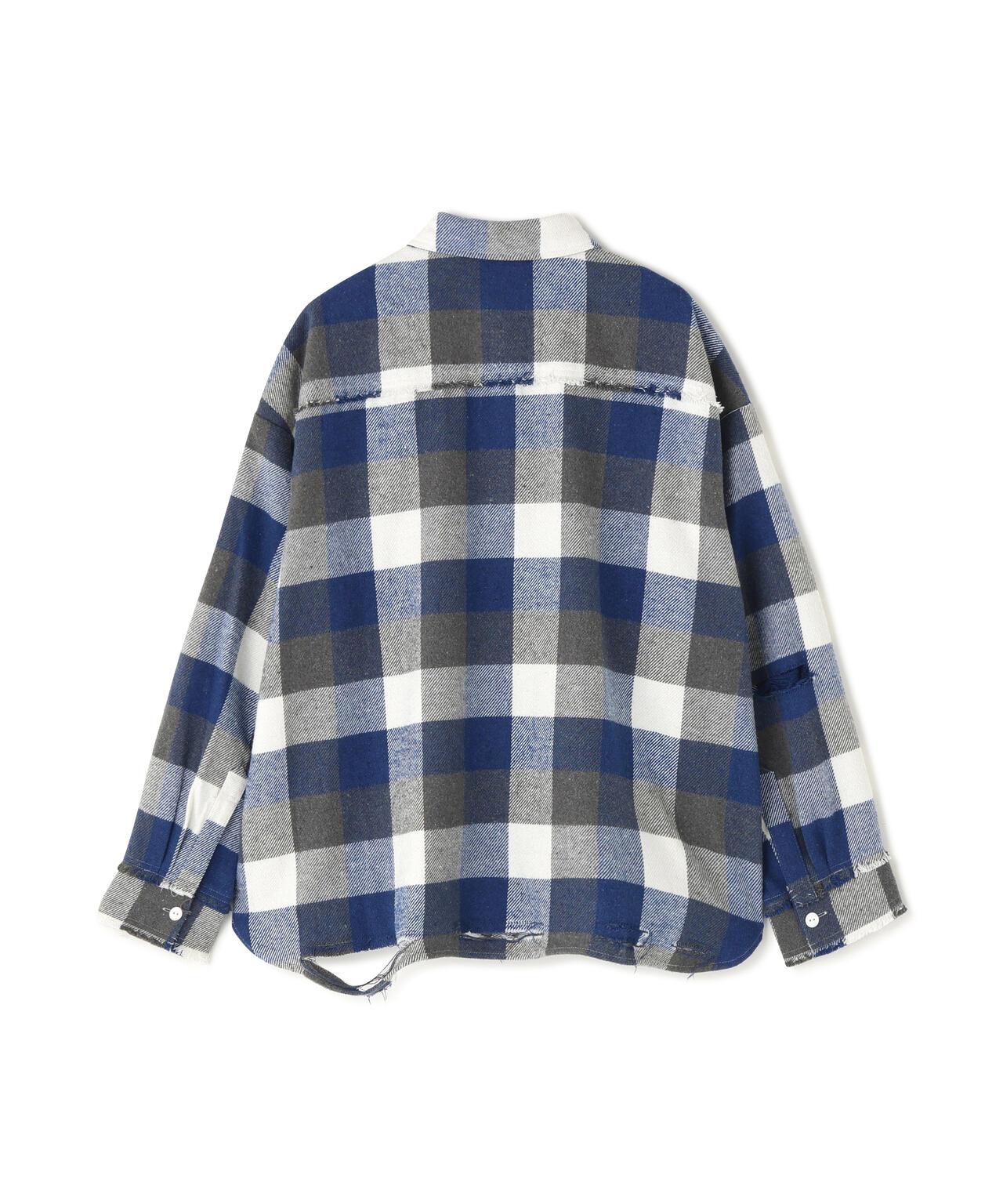 FLANNEL DAMAGE SHIRTS BLOCK 法蘭絨做舊襯衫