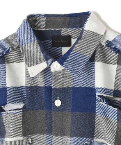 FLANNEL DAMAGE SHIRTS BLOCK 法蘭絨做舊襯衫