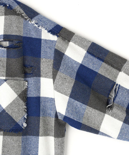 FLANNEL DAMAGE SHIRTS BLOCK 法蘭絨做舊襯衫