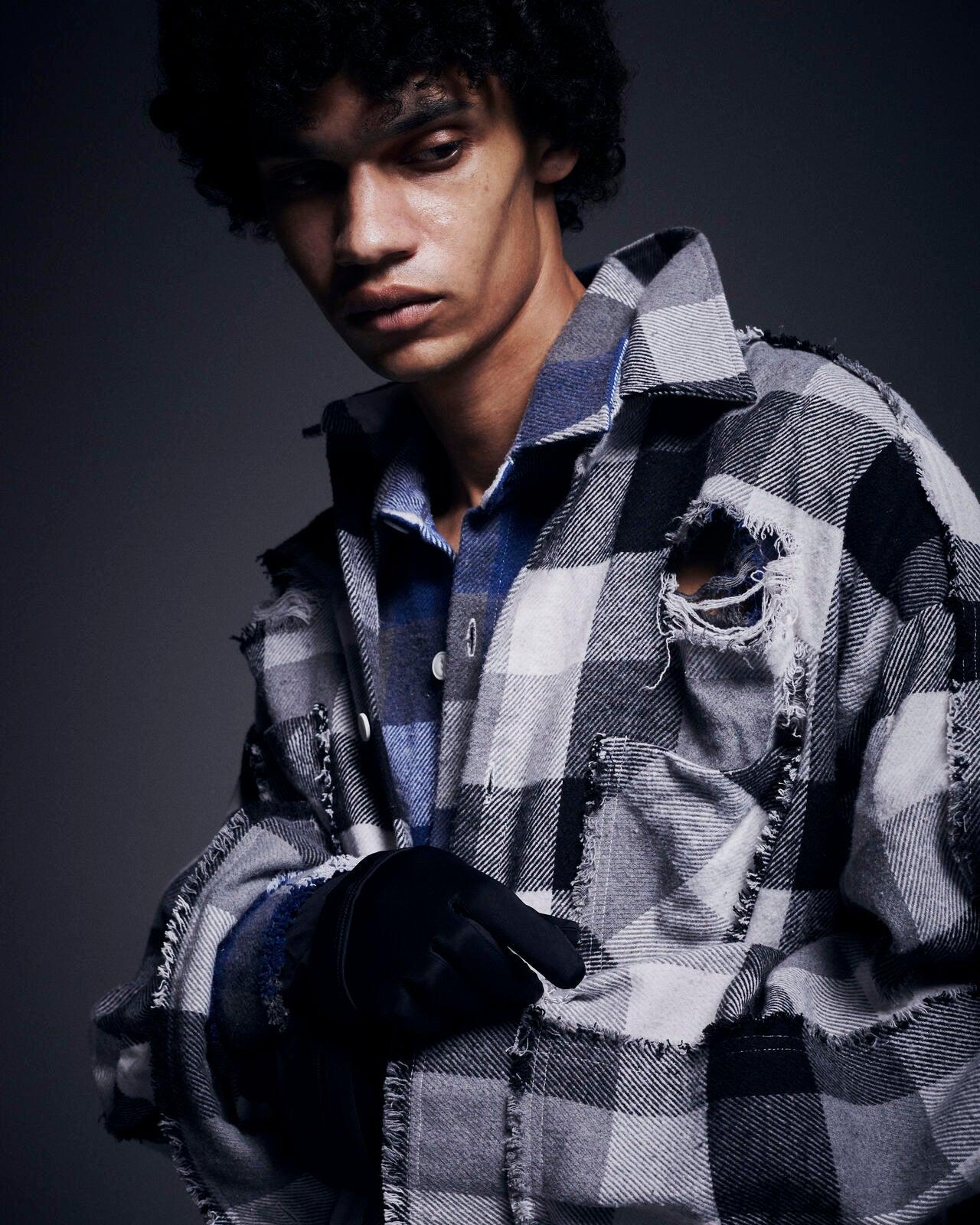 FLANNEL DAMAGE SHIRTS BLOCK 法蘭絨做舊襯衫