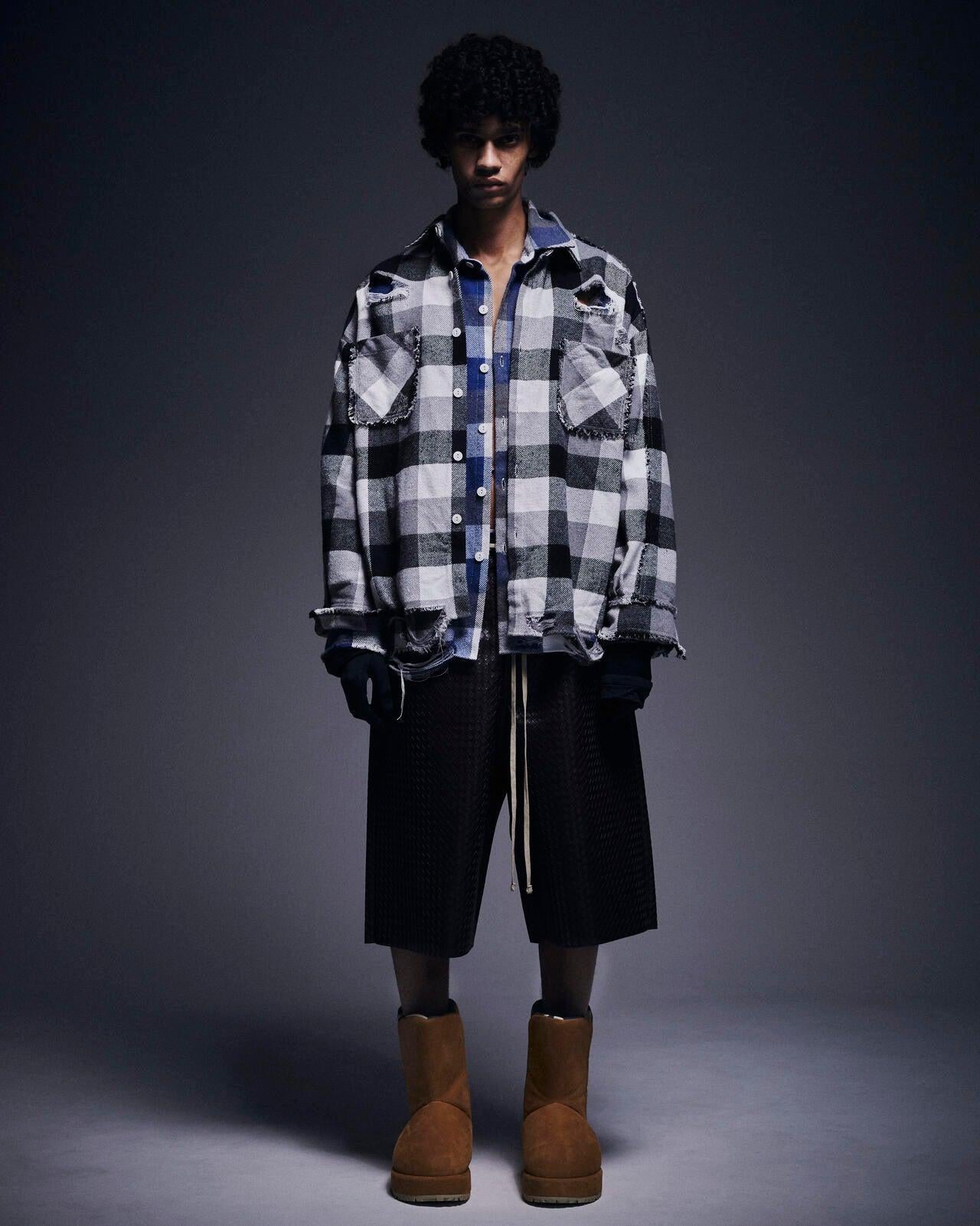 FLANNEL DAMAGE SHIRTS BLOCK 法蘭絨做舊襯衫