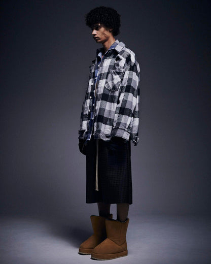 FLANNEL DAMAGE SHIRTS BLOCK 法蘭絨做舊襯衫