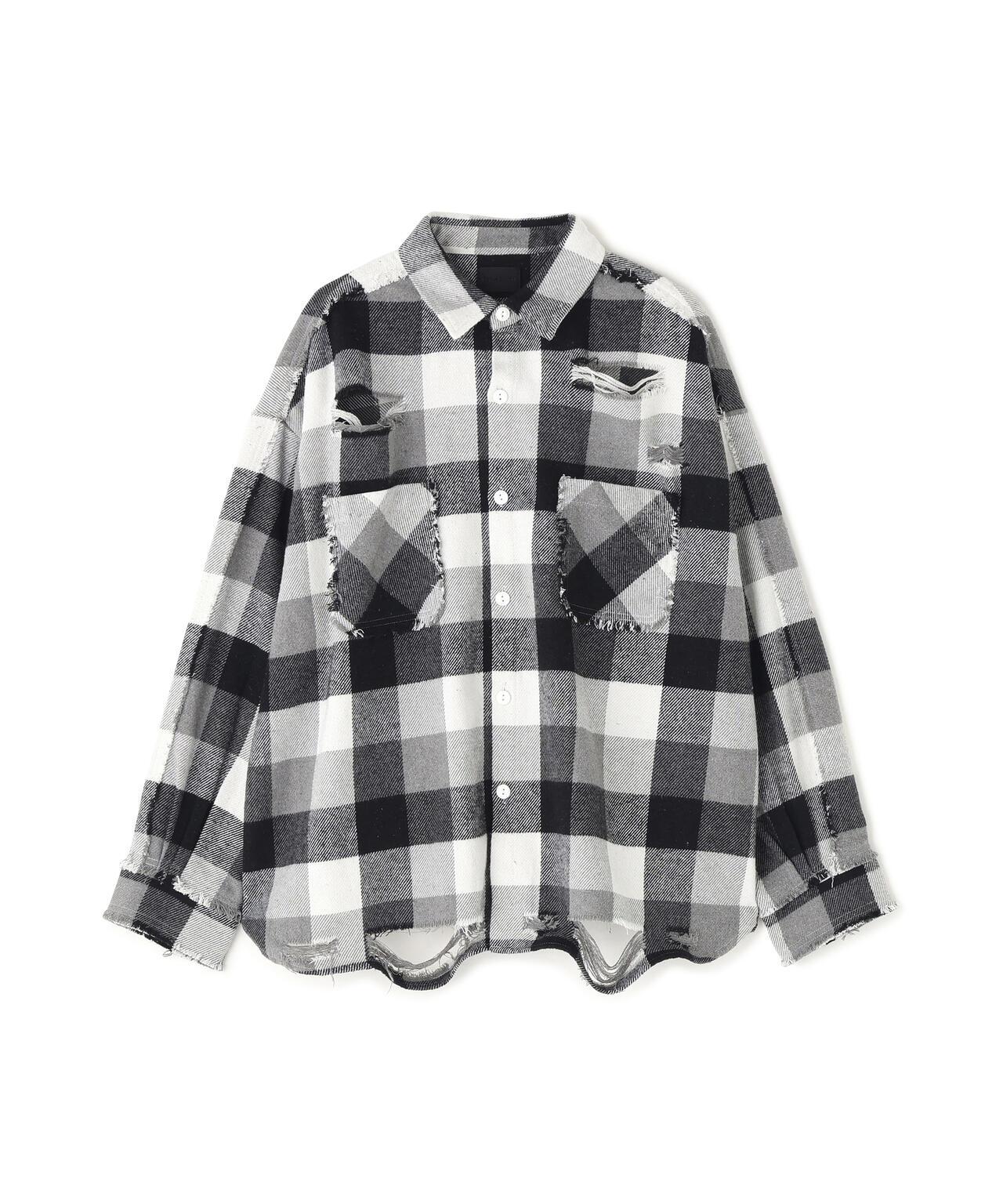 FLANNEL DAMAGE SHIRTS BLOCK 法蘭絨做舊襯衫