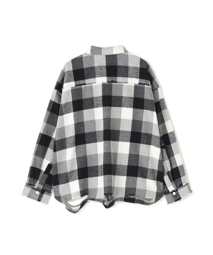 FLANNEL DAMAGE SHIRTS BLOCK 法蘭絨做舊襯衫