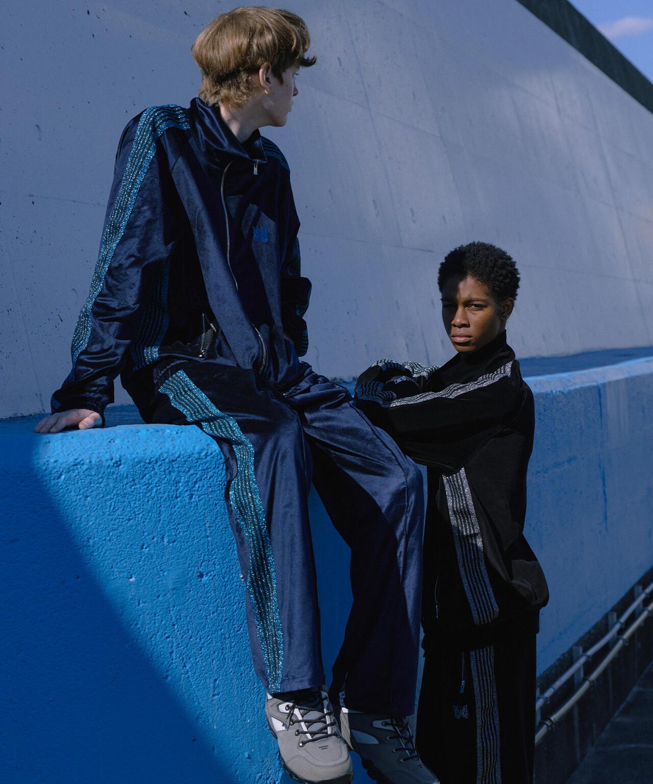 NEEDLES LHP EXCLUSIVE C/PE VELOUR 天鵝絨 運動褲 NAVY