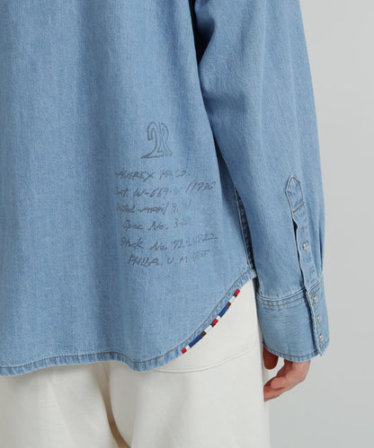 WOMAN DENIM SHIRT WITH GRAFFITI PRINT 牛仔襯衫