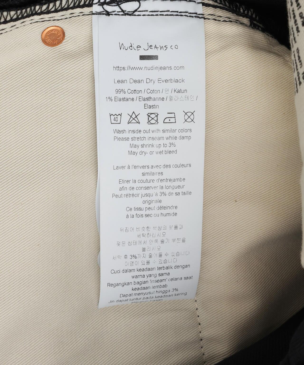 NUDIE JEANS ヌーディージーンズ LEAN DEAN DRY EVER BLACK 牛仔褲