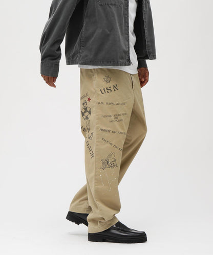AGED LOOK STENCIL CHINO 做舊 模板印花 休閒褲