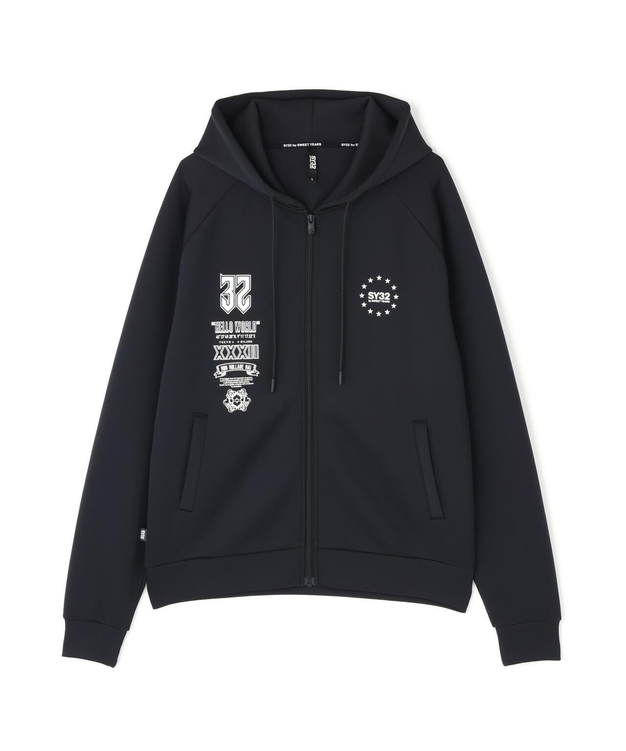 SY32 by SWEET YEARS DOUBLE KNIT MULTI LOGO ZIP 雙面針織 多標設計 拉鍊上衣