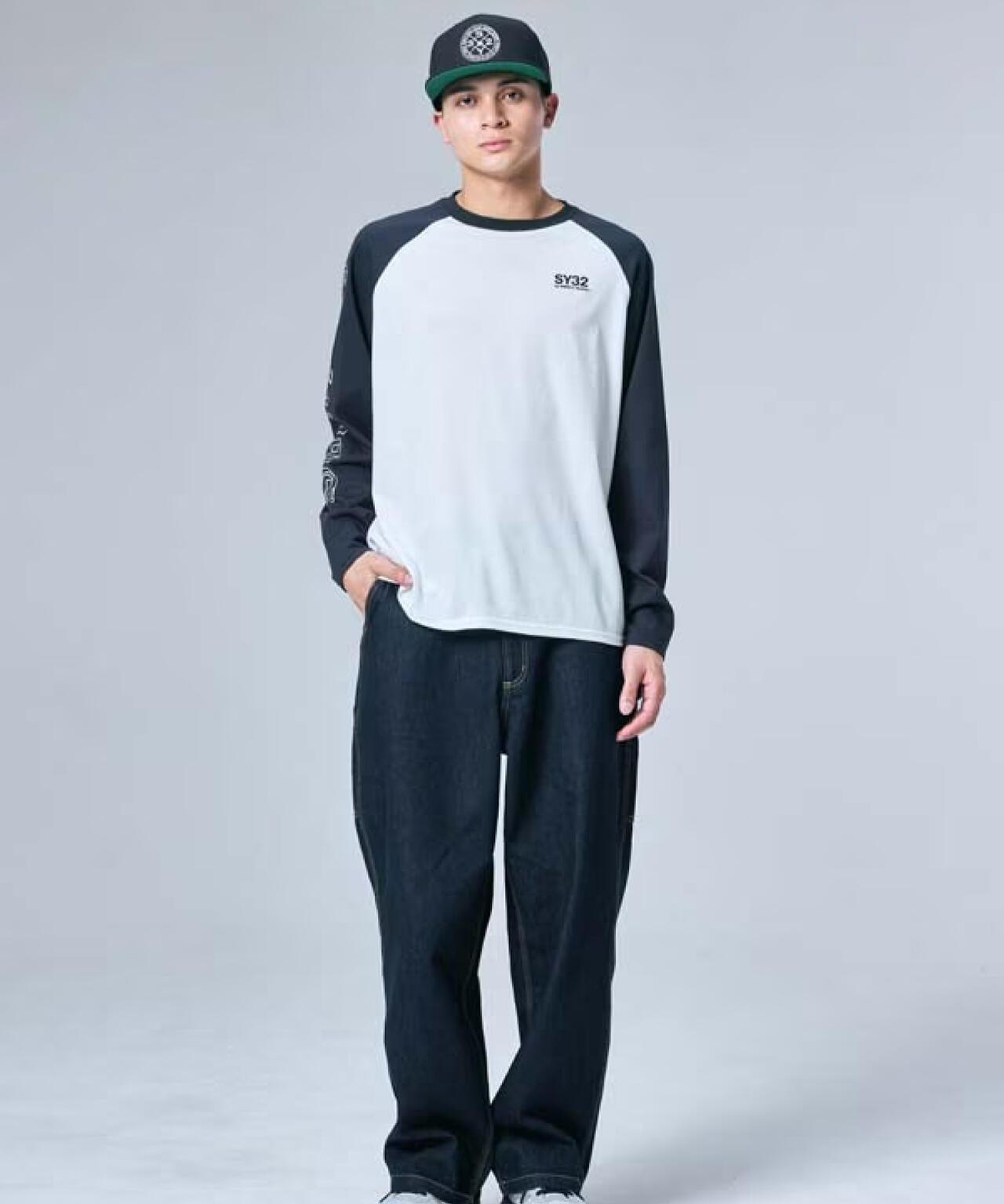 SY32 by SWEET YEARS RAGLAN SLEEVE CROSS L/S TE T恤