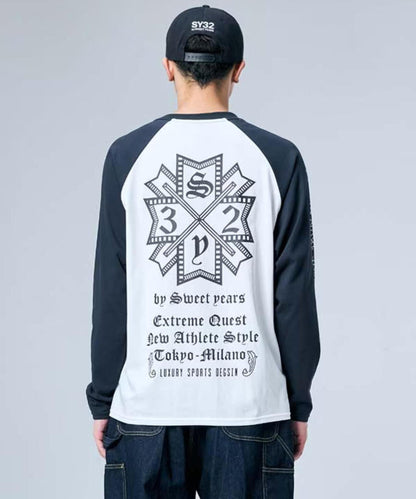 SY32 by SWEET YEARS RAGLAN SLEEVE CROSS L/S TE T恤