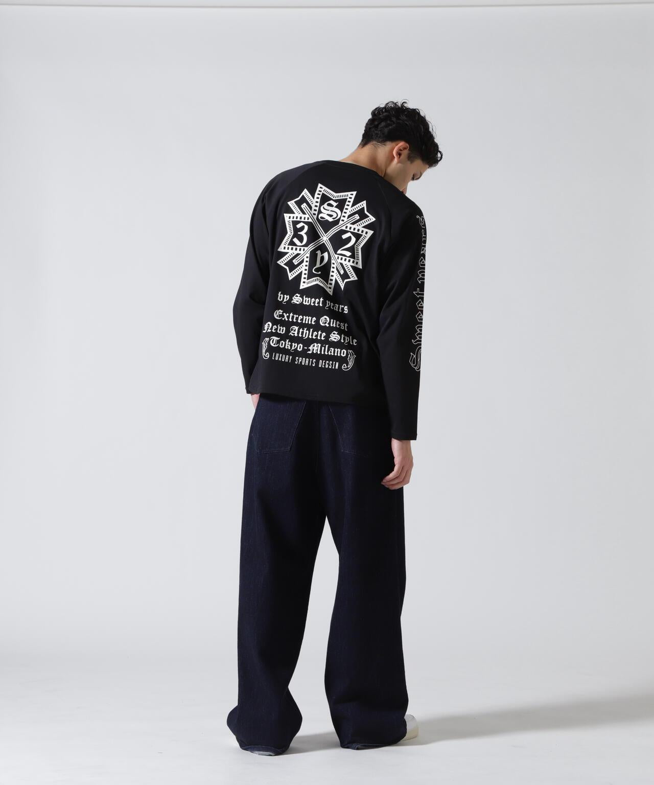 SY32 by SWEET YEARS RAGLAN SLEEVE CROSS L/S TE T恤