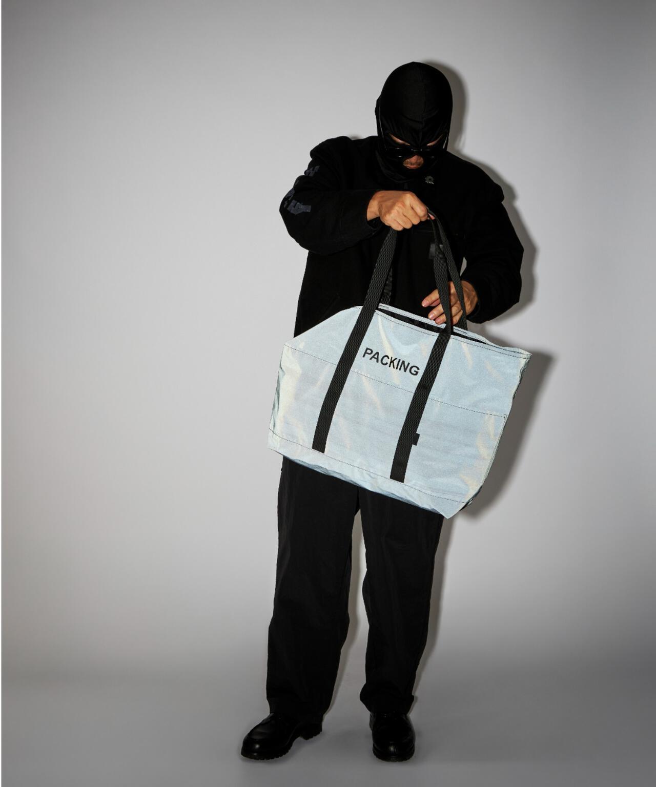 PACKING BLACK REFLECTIVE TOTE 黑色反光托特包