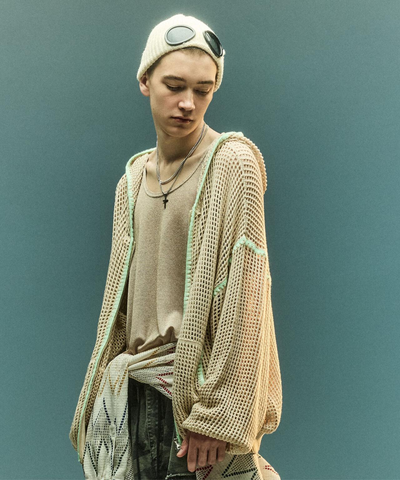 手工縫線網眼連帽衛衣 HAND - STITCH MESH HOODIE