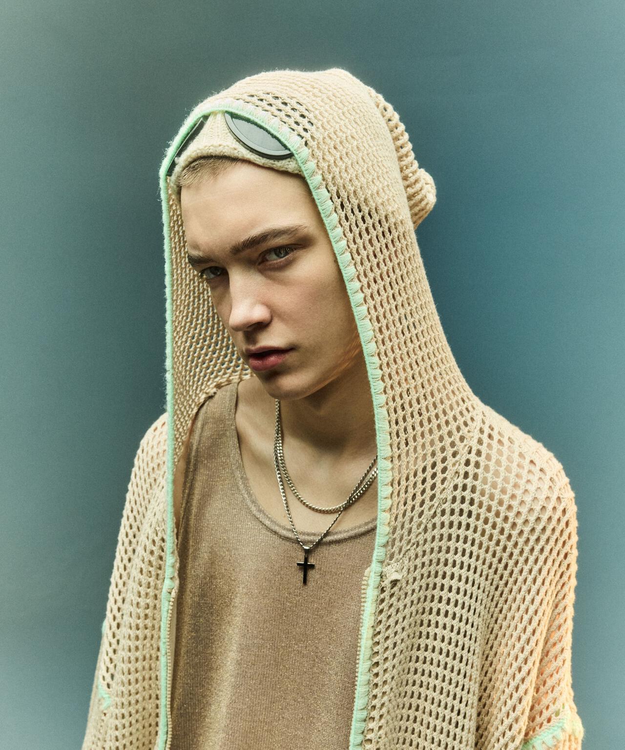 手工縫線網眼連帽衛衣 HAND - STITCH MESH HOODIE