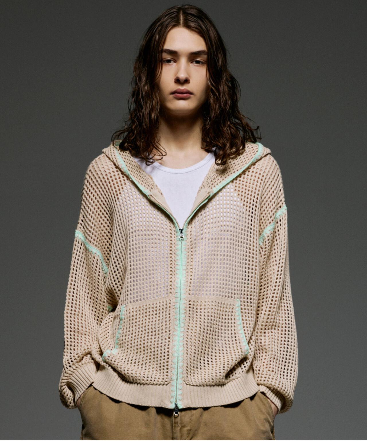 手工縫線網眼連帽衛衣 HAND - STITCH MESH HOODIE