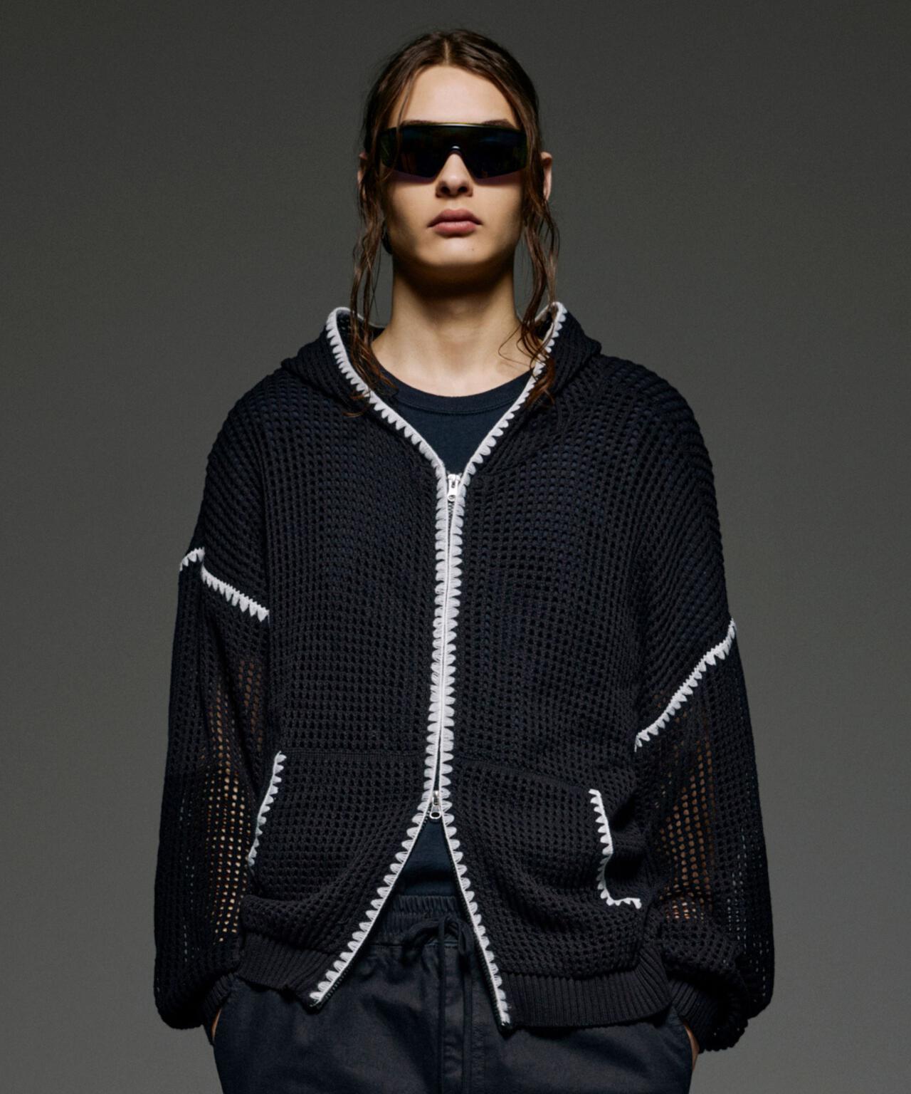 手工縫線網眼連帽衛衣 HAND - STITCH MESH HOODIE
