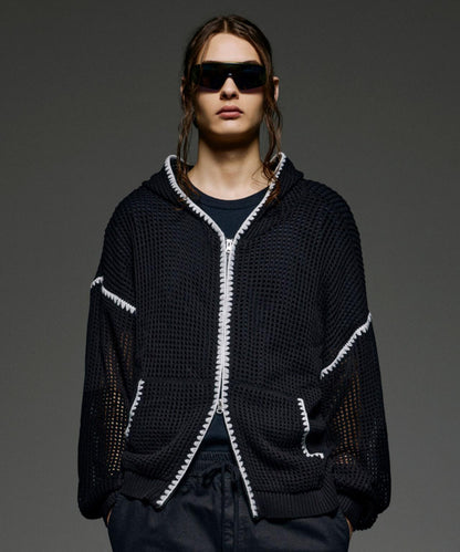 手工縫線網眼連帽衛衣 HAND - STITCH MESH HOODIE