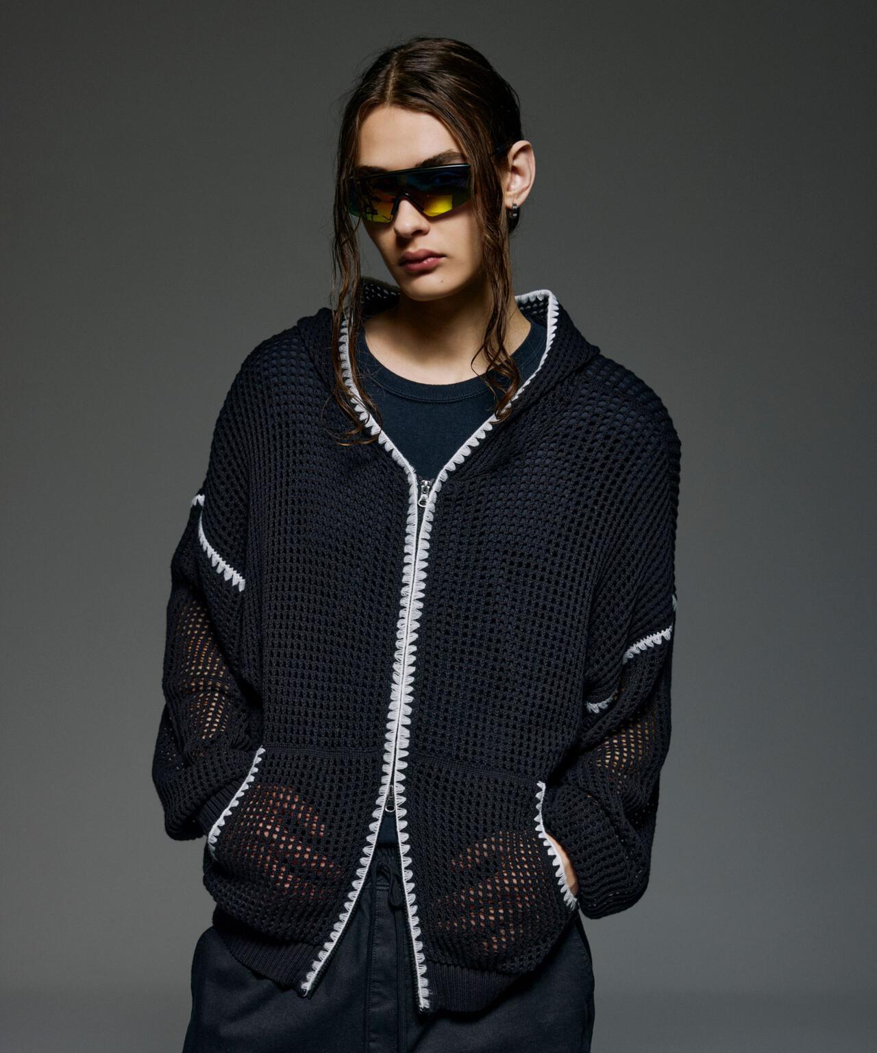 手工縫線網眼連帽衛衣 HAND - STITCH MESH HOODIE