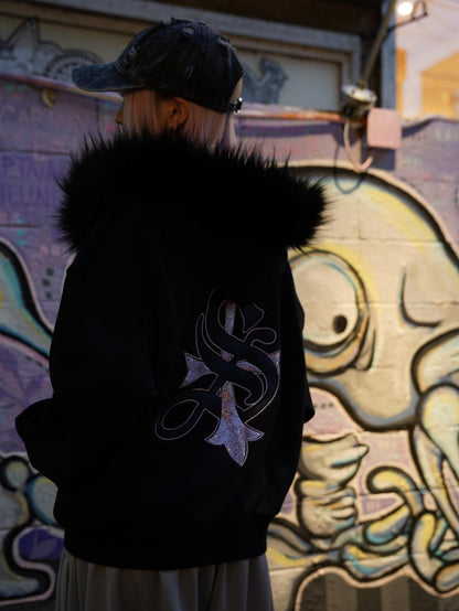 SUPPLIER サプライヤー LHP EXCLUSIVE 人造毛短款交叉拉鍊連帽外套