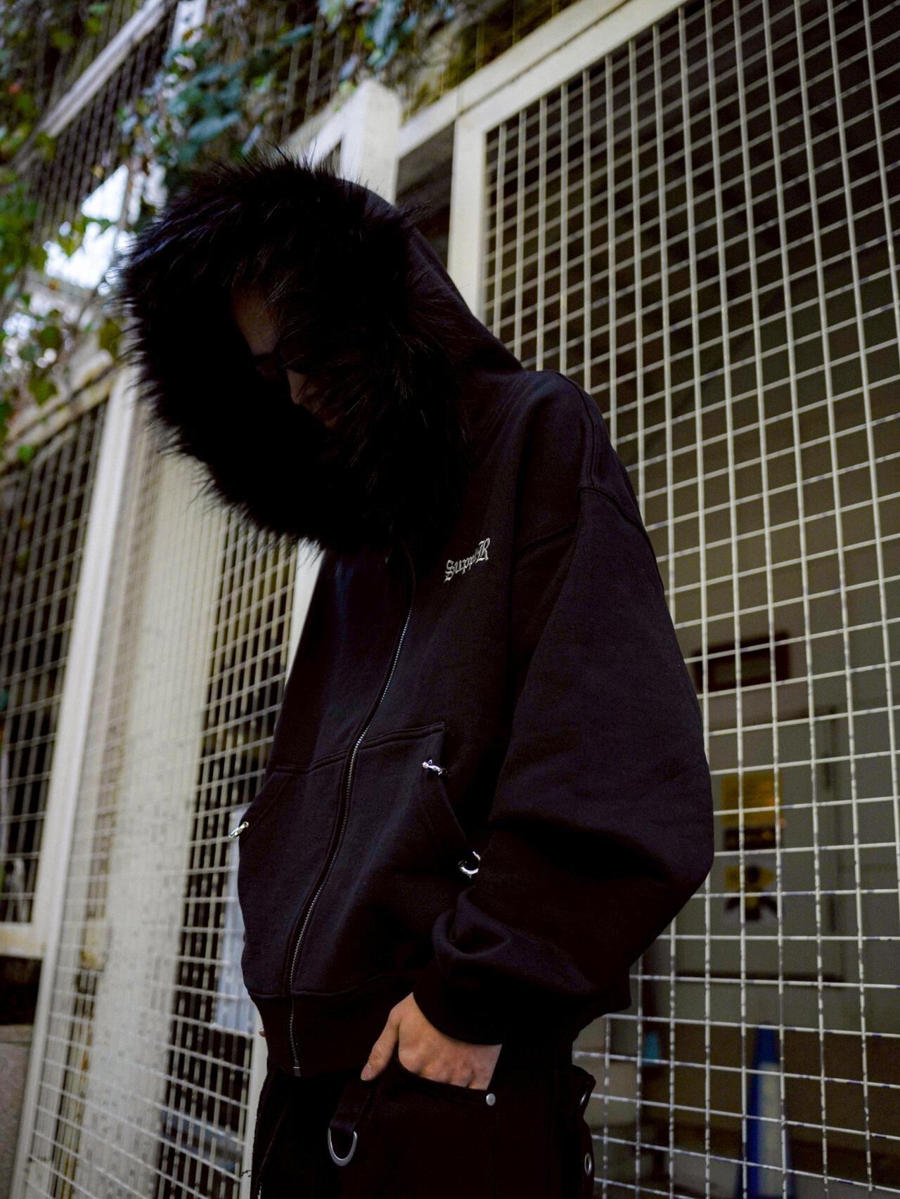 SUPPLIER サプライヤー LHP EXCLUSIVE 人造毛短款交叉拉鍊連帽外套