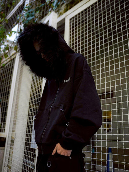 SUPPLIER サプライヤー LHP EXCLUSIVE 人造毛短款交叉拉鍊連帽外套
