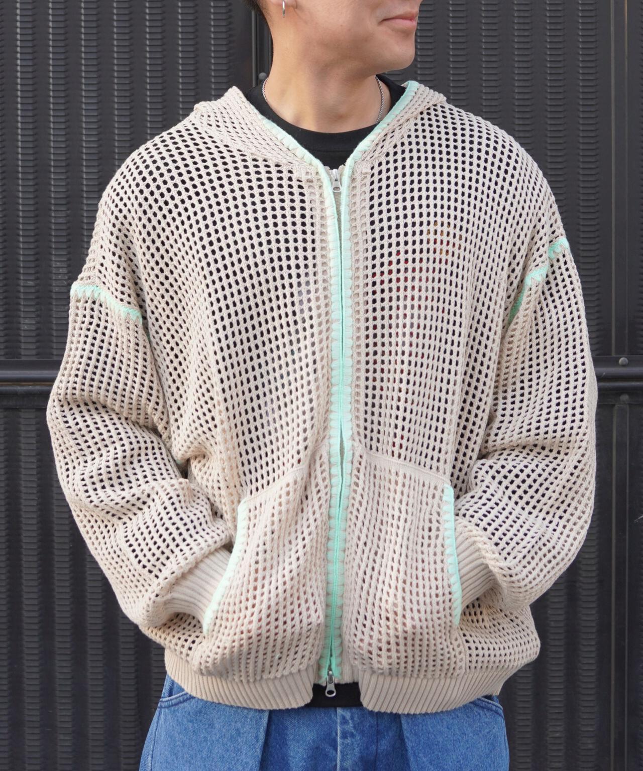 手工縫線網眼連帽衛衣 HAND - STITCH MESH HOODIE