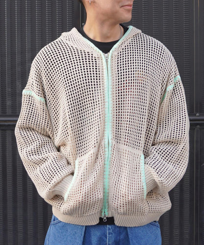 手工縫線網眼連帽衛衣 HAND - STITCH MESH HOODIE