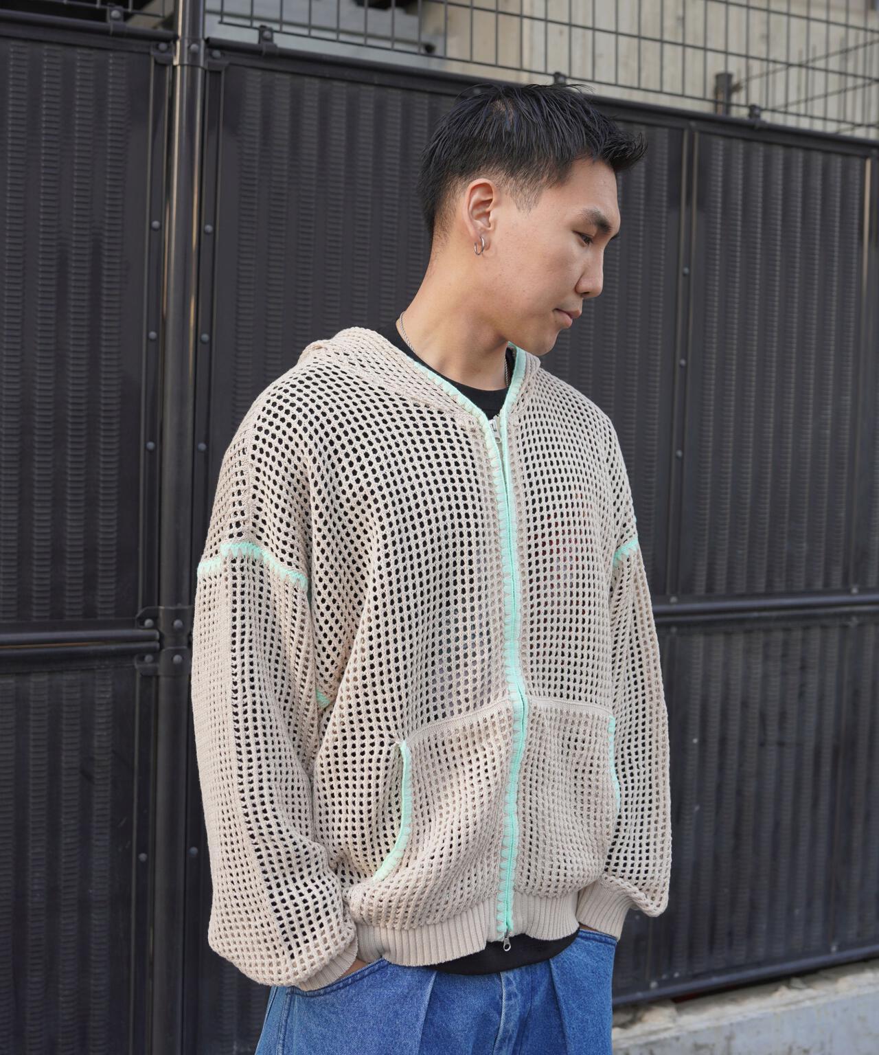 手工縫線網眼連帽衛衣 HAND - STITCH MESH HOODIE
