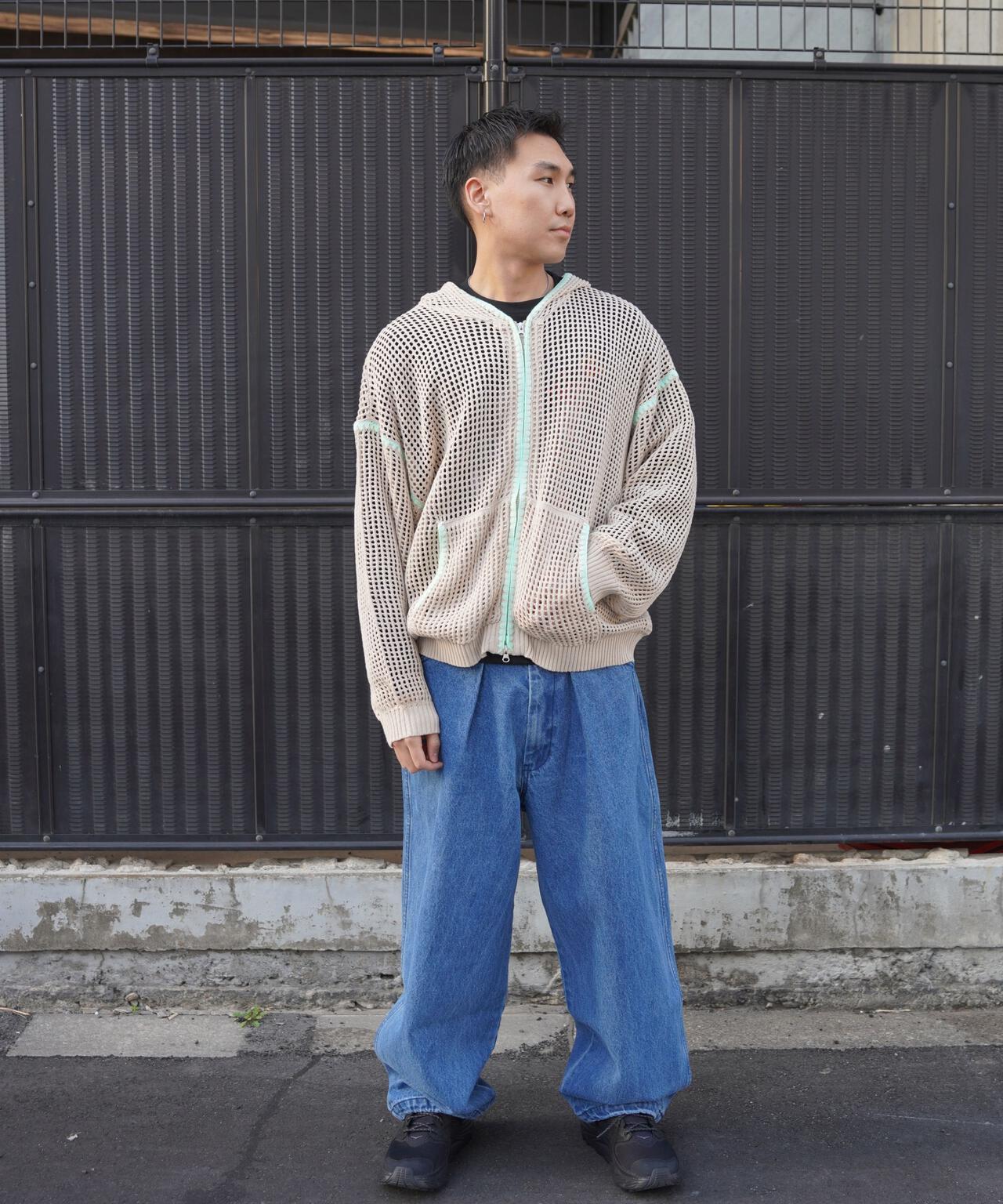 手工縫線網眼連帽衛衣 HAND - STITCH MESH HOODIE