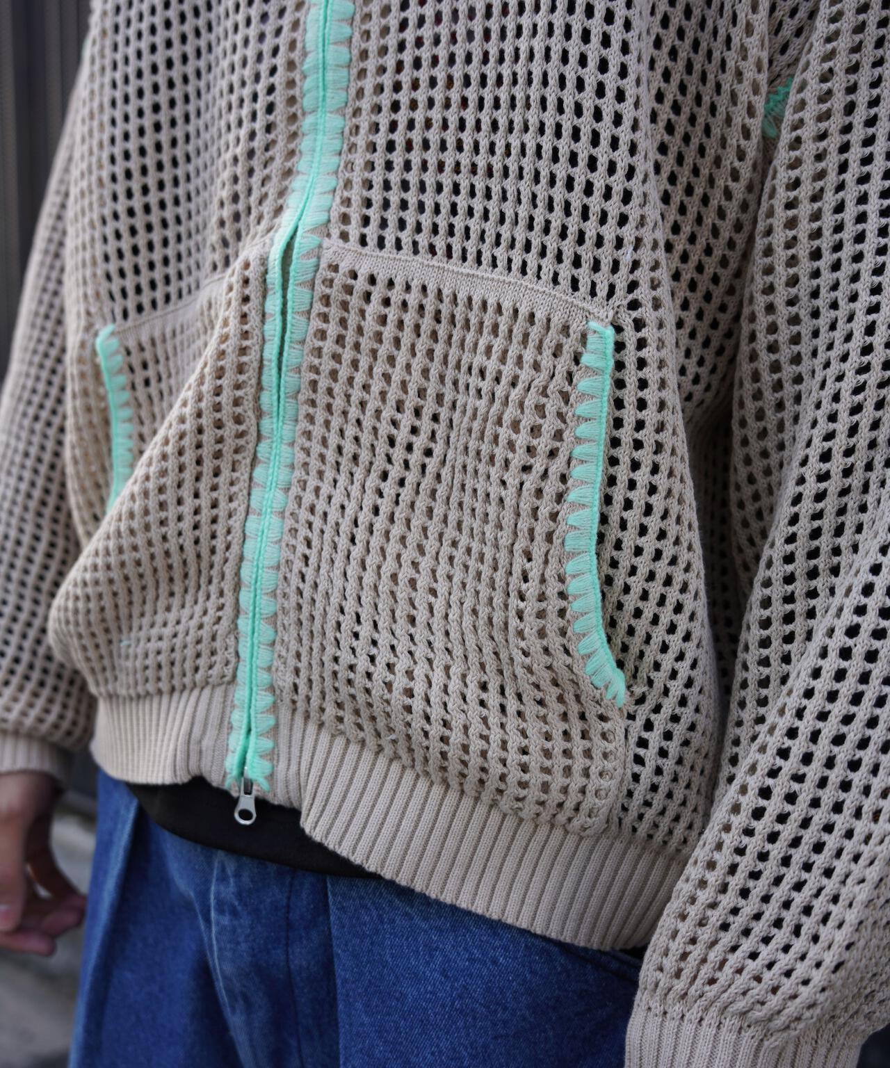 手工縫線網眼連帽衛衣 HAND - STITCH MESH HOODIE